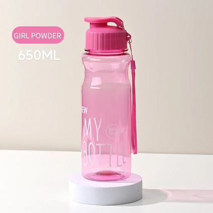 Transparent Water Bottle Portable Sport Cup for Drinking Kitchen Tools 650ML Water Bottle For School Gym Travel Girl Boy