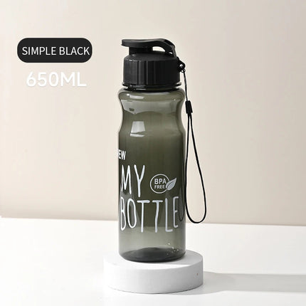Transparent Water Bottle Portable Sport Cup for Drinking Kitchen Tools 650ML Water Bottle For School Gym Travel Girl Boy