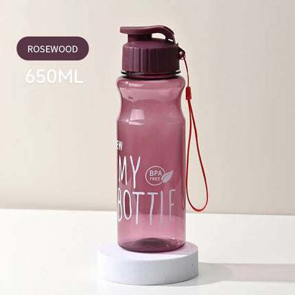 Transparent Water Bottle Portable Sport Cup for Drinking Kitchen Tools 650ML Water Bottle For School Gym Travel Girl Boy