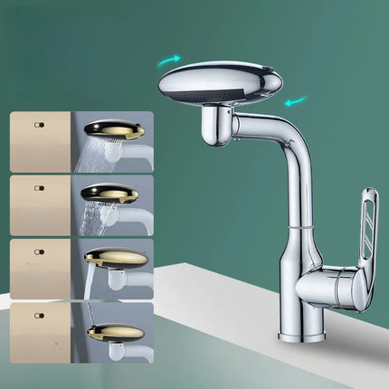 360° Rotation Modern Multifunctional Waterfall intelligent Bathroom Faucet 4 Water Outlet Mode Hot & Cold Water kitchen Faucet