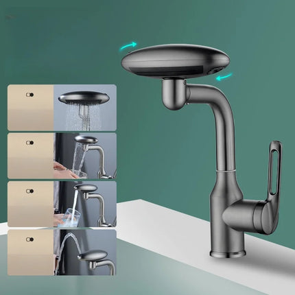 360° Rotation Modern Multifunctional Waterfall intelligent Bathroom Faucet 4 Water Outlet Mode Hot & Cold Water kitchen Faucet
