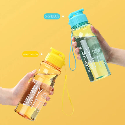 Transparent Water Bottle Portable Sport Cup for Drinking Kitchen Tools 650ML Water Bottle For School Gym Travel Girl Boy