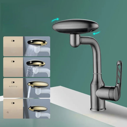 360° Rotation Modern Multifunctional Waterfall intelligent Bathroom Faucet 4 Water Outlet Mode Hot & Cold Water kitchen Faucet